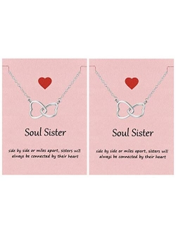 Your Always Charm Soul Sisters Necklace,Best Friend Necklaces for 2 Sister Graduation Gifts