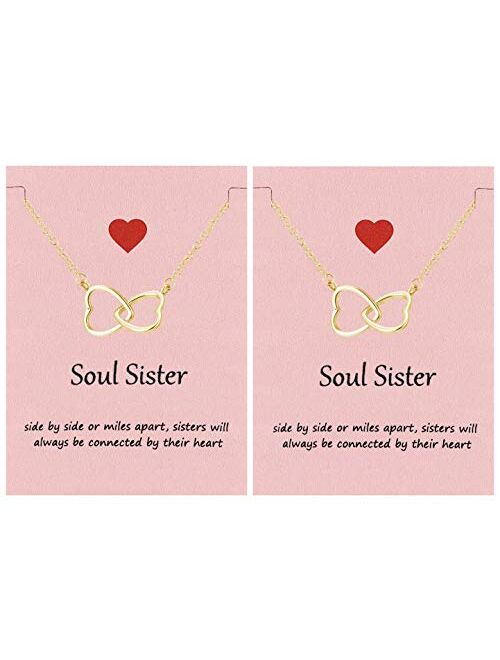 Your Always Charm Soul Sisters Necklace,Best Friend Necklaces for 2 Sister Graduation Gifts