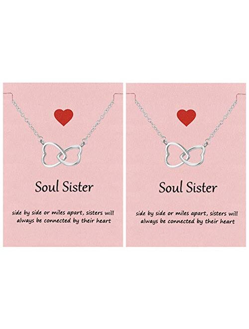 Your Always Charm Soul Sisters Necklace,Best Friend Necklaces for 2 Sister Graduation Gifts