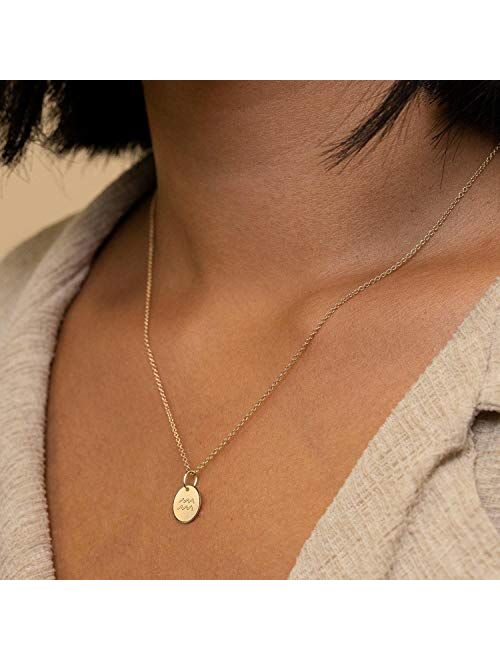 Befettly Constellation Necklace Pendant 14K Gold-Plated Hammered Round Disc Engraved Zodiac Sign Pendant 16.5 Adjustable Dainty Necklace