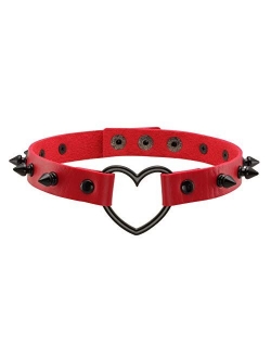 MILAKOO Punk Style Love Heart PU Leather Necklace