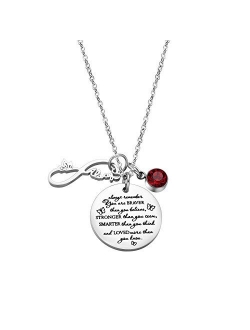 Fullrainbow You are Braver Than You Believe Stainless Steel Birthstone Necklace Gift for Girls