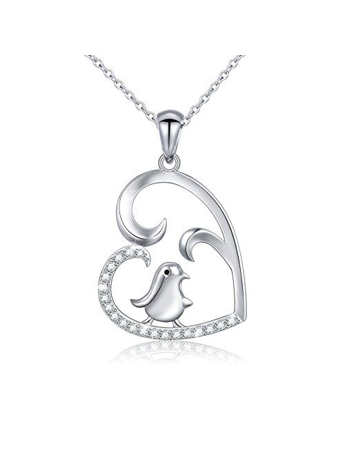 Sterling Silver Forever Love Cute Animal Love Heart Necklace Ring Earrings for Women Graduation Gift