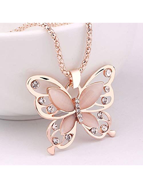 Comelyjewel Necklace Hollow Crystal Butterfly Pendant Necklace Jewelry for Women Girl Birthday Gifts Durable and Useful