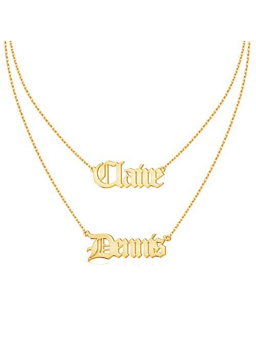 Name Necklace Personalized, 18K Gold Plated Custom Name Necklace Customized Choker Necklaces for Women and Girls