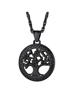 FOCALOOK Tree of Life Natural Abalone Shell Necklace,Family Tree Necklace for Men Women