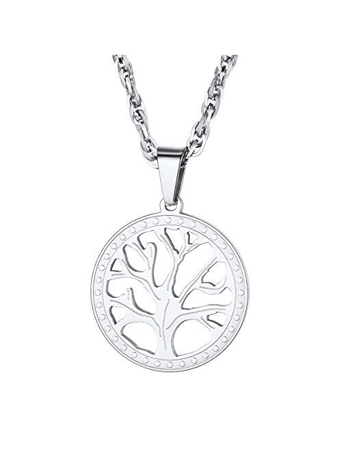 FOCALOOK Tree of Life Natural Abalone Shell Necklace,Family Tree Necklace for Men Women