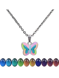 FM FM42 Temperature Sensing Color Changing Pendant Necklace with 19.29" Stainless Steel Rolo Chain (18 Styles)