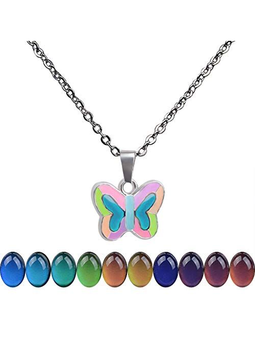 FM FM42 Temperature Sensing Color Changing Pendant Necklace with 19.29" Stainless Steel Rolo Chain (18 Styles)