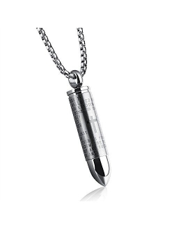 changgaijewelry Mens Cross Pendant Necklace for Men Black Gold English Urn Lord's Prayer Stainless Steel Ash Memorial Bullet Chain Nice Gifts