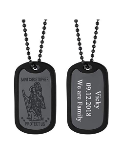 U7 Personalized St. Michael Saint Christopher Necklace Stainless Steel/18K Gold Plated Round/Oval/Shield Patron Saint Biblical Archangel Pendant Necklaces with 22"