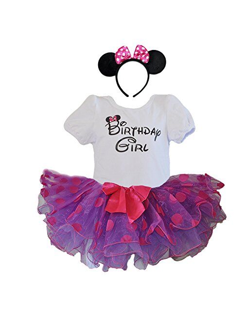 1st 2nd 3rd 4th 5th 6th Birthday Girl Shirt with Polka Dot Tutu and Headband 3 PCs Outfit Set