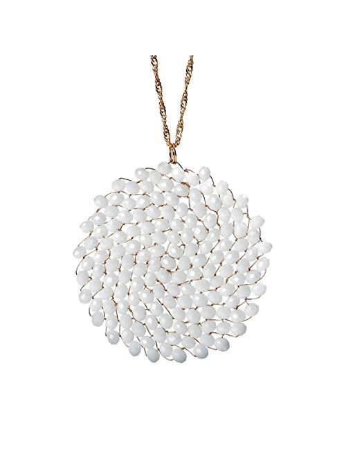 Niumike Hand-Made Crystal Pendant Circle Disc Necklace for Women,Charming Long Necklaces