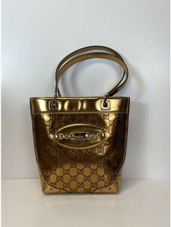 Rare Vtg Gucci Gold GG Monogram Leather Bag