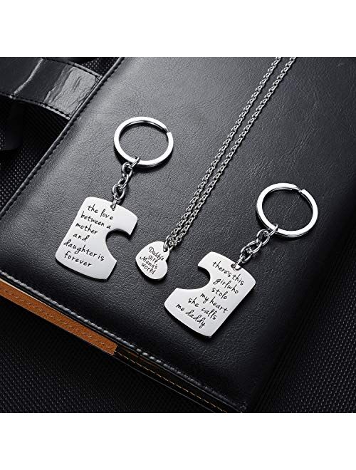 3PCs/Set Father Mother Girl I Love U Charm Pendant Keyring Keychain Jewelry Gifts for Daughter Daddy Mom