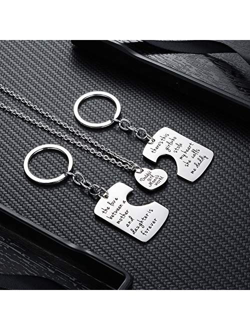 3PCs/Set Father Mother Girl I Love U Charm Pendant Keyring Keychain Jewelry Gifts for Daughter Daddy Mom