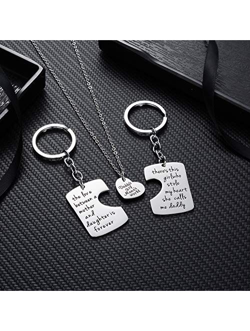 3PCs/Set Father Mother Girl I Love U Charm Pendant Keyring Keychain Jewelry Gifts for Daughter Daddy Mom