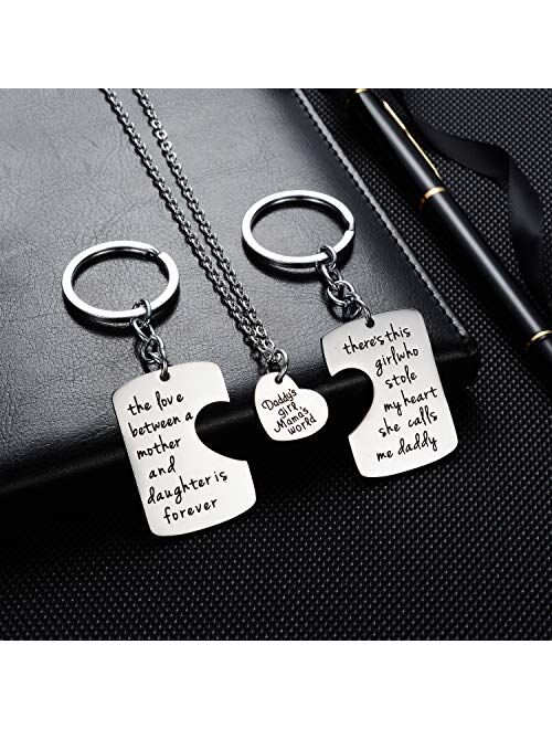 3PCs/Set Father Mother Girl I Love U Charm Pendant Keyring Keychain Jewelry Gifts for Daughter Daddy Mom