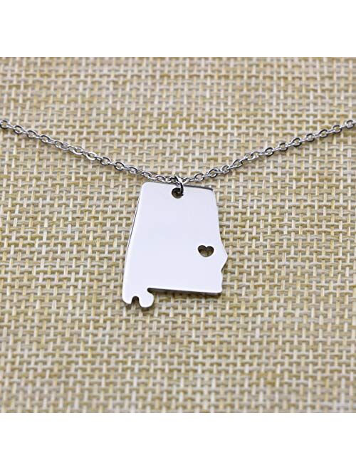 Yiyang State Necklace Pendant Country Map Pendant Charm Jewelry Gift for Women Teens