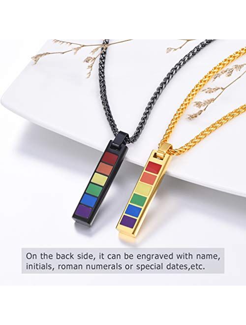 PROSTEEL Stainless Steel/925 Sterling Silver Necklace, LGBT Gay Pride Jewelry Rainbow Pendant Necklace Gift for Men/Women