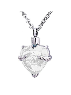 STARTONECO Always in My Heart 12 Birthstone Cremation Jewelry Urn Necklace Heart Memorial Keepsake Pendant Ash Holder Cremation Jewelry for Ashes