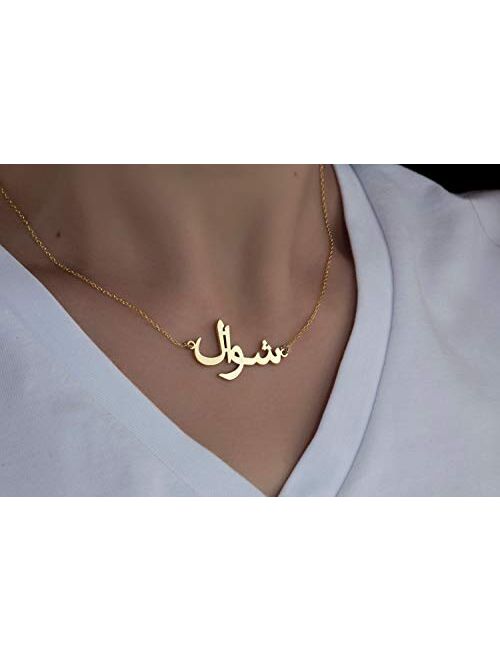 YokeDuck Custom Name Necklace Personalized, 18K Gold Plated Customized Nameplate Necklace Dainty Jewelry Gift for Women, Bridesmaid