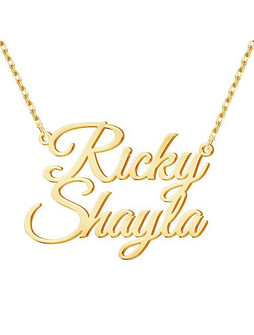 YokeDuck Custom Name Necklace Personalized, 18K Gold Plated Customized Nameplate Necklace Dainty Jewelry Gift for Women, Bridesmaid