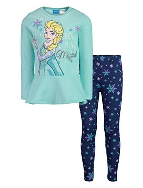 Disney Frozen Girls Long-Sleeve Fleece T-Shirt and Leggings Set