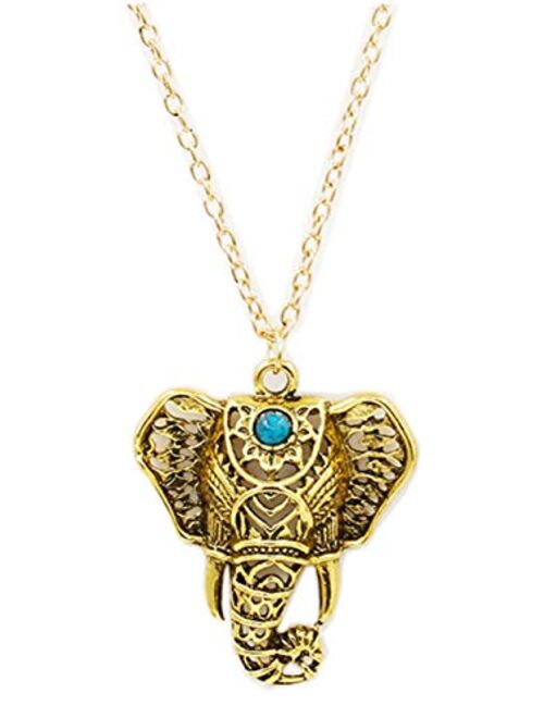 Zealmer Women Vintage Elephant Pendant Necklace