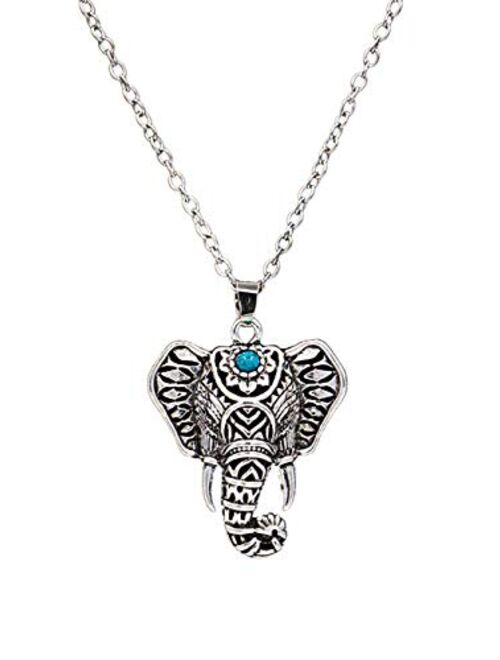 Zealmer Women Vintage Elephant Pendant Necklace