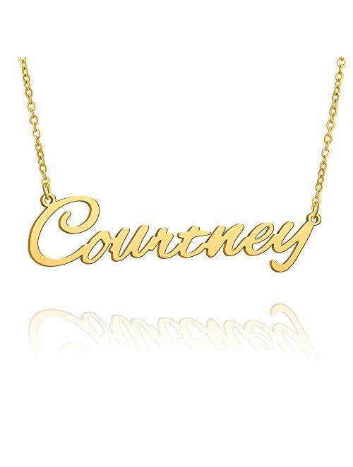 BUREI Custom Name Necklace Personalized Nameplate Bridesmaid Gift for Women