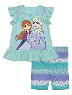 Frozen Elsa Anna Girls Fashion T-Shirt and Bike Shorts Set