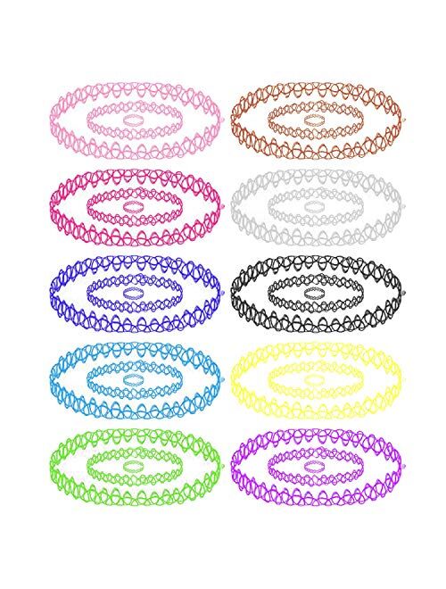 BodyJ4You 30PC Choker Necklace Bracelet Ring Set Multicolor Stretch Elastic Jewelry Girls Kids Gift