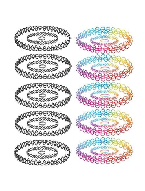 BodyJ4You 30PC Choker Necklace Bracelet Ring Set Multicolor Stretch Elastic Jewelry Girls Kids Gift