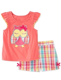 Bumeex Toddler Girls Summer Outfit Cotton Top and Shorts Clothing Set