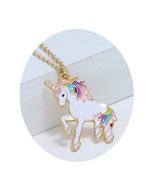 Unicorn Necklace Rainbow Unicorn Necklace Pendant Jewelry Gifts for Girls Best Friend Granddaughter Christmas Birthday Gifts Alloy Metal