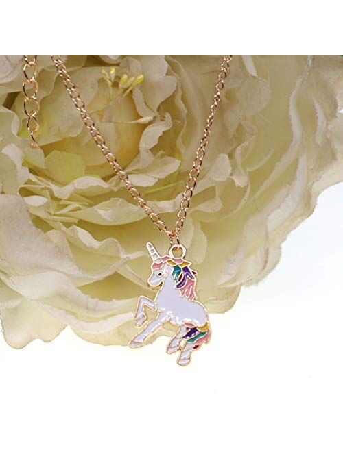 Unicorn Necklace Rainbow Unicorn Necklace Pendant Jewelry Gifts for Girls Best Friend Granddaughter Christmas Birthday Gifts Alloy Metal