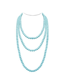 T-Doreen Long Pearl Necklace for Women Girls 69 Inch Layered Strands Necklace