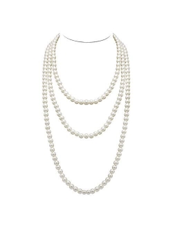 T-Doreen Long Pearl Necklace for Women Girls 69 Inch Layered Strands Necklace