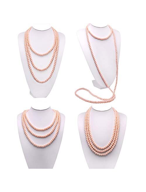 T-Doreen Long Pearl Necklace for Women Girls 69 Inch Layered Strands Necklace