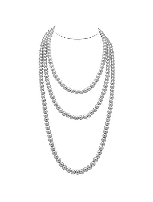 T-Doreen Long Pearl Necklace for Women Girls 69 Inch Layered Strands Necklace