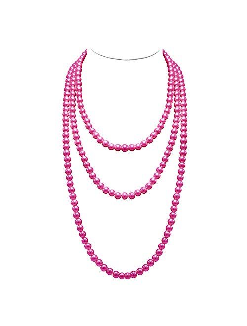 T-Doreen Long Pearl Necklace for Women Girls 69 Inch Layered Strands Necklace