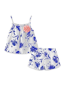 Mud Kingdom Little Girls Outfits Summer Holiday Floral Halter Tops and Short Clothes Sets