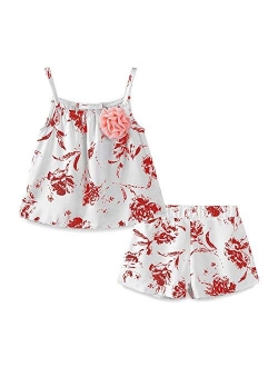 Mud Kingdom Little Girls Outfits Summer Holiday Floral Halter Tops and Short Clothes Sets