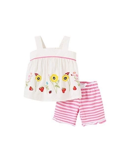 Mud Kingdom Little Girls Outfits Summer Holiday Floral Halter Tops and Short Clothes Sets