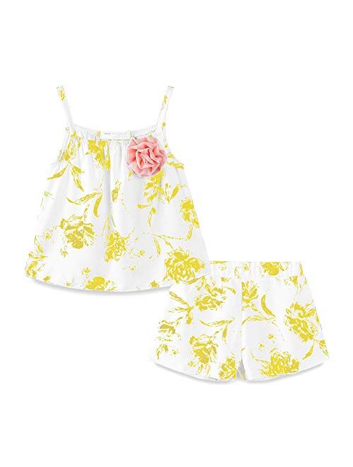 Mud Kingdom Little Girls Outfits Summer Holiday Floral Halter Tops and Short Clothes Sets