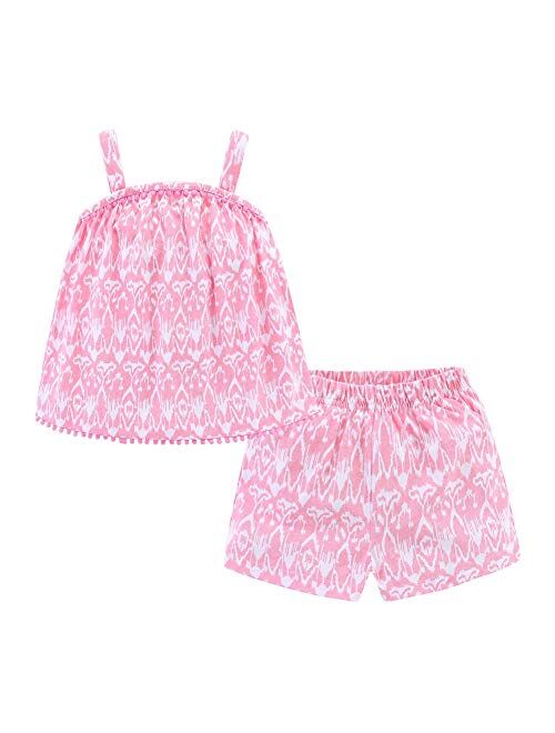 Mud Kingdom Little Girls Outfits Summer Holiday Floral Halter Tops and Short Clothes Sets