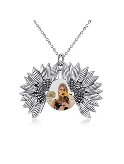 Sterling Silver Sunflower Locket Necklace You Are My Sunshine Engraved Pendant Necklaces Anniversary Jewelry for Her