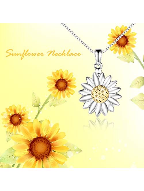 Sterling Silver Sunflower Locket Necklace You Are My Sunshine Engraved Pendant Necklaces Anniversary Jewelry for Her