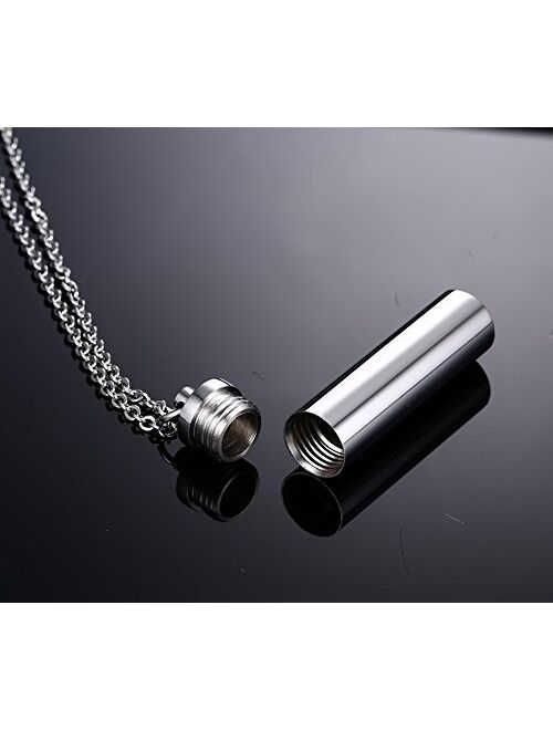 VNOX Pack of 2/3/4/5 -Unisex Customize Memorial Keepsake Stainless Steel Cylinder Cremation Ashes Necklace